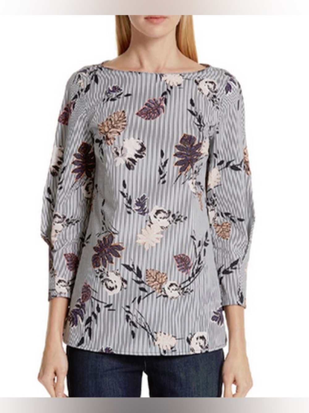Lafayette 148 New York Caddie Blouse Ink Multi Size 10